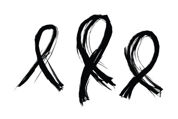group of ribbon breast cancer symbol brush stroke style.eps