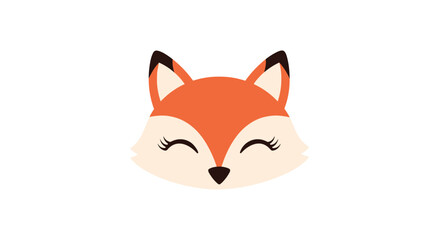 Obraz premium A cute cartoon fox face with closed eyes and a gentle smile.