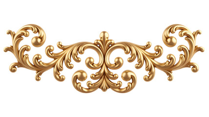 Ornate Golden Baroque Flourish Swirl Decorative Element isolated on a transparent background image