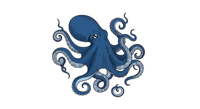 Intricate stylized octopus illustration with swirling tentacles and subtle shading creating a
