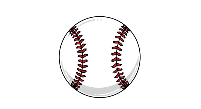 Isolated vector baseball illustration with detailed stitching on white backdrop
