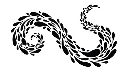 Fototapeta premium Abstract swirling black ink splashes forming an elegant organic shape on white background