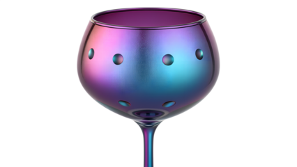Holographic Iridescent Metallic Stemmed Wine Glass 3D Render