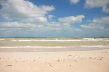 Gulf of Mexico beach in El Cuyo, a fishing village on Mexico's Yucatan Peninsula.