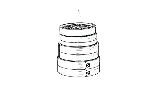 stacked dim sum black and white drawing clip art preview