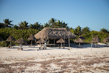 Gulf of Mexico beach in El Cuyo, a fishing village on Mexico's Yucatan Peninsula.