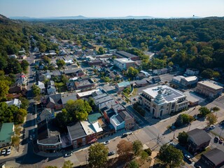 Aerial View of Berkeley Springs Summer Morning Beauty