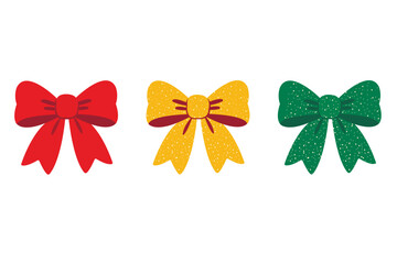 a set of festive bows of different colors