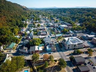 Scenic Aerial View of Berkeley Springs Showcasing Its Charm on a Summer Morning