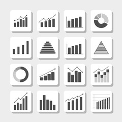 Business Analytics Chart and Graph Icons Set – Data Visualization and Statistics Elements for Infographic Design