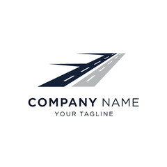 Road logo design with company name and tagline.