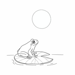 Frog on a Lily Pad Under the Moon.