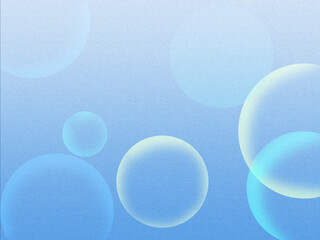 Abstract light blue background with floating soap bubbles and soft light