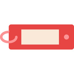 Red Rectangular Tag With Cream Colored Blank Space And Pink Loop Against A Transparent Background Simple Clean Design Minimalist Icon