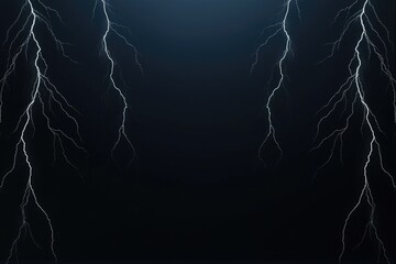 Lightning strikes against dark background with symmetrical bolts, high-impact visual for digital, branding, and dramatic effects