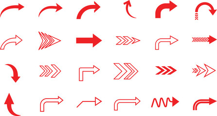 vibrant red arrow icons vector set for modern presentations, web design, and creative user interface projects