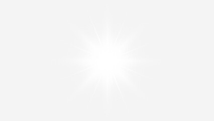 Bright White Light Burst and Optical Lens Flare Effect on a Transparent Background for Overlay