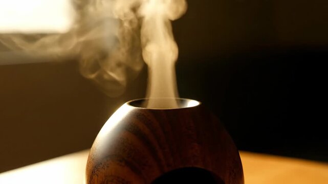 Aromatherapy diffuser emitting smoke, creating a peaceful ambiance