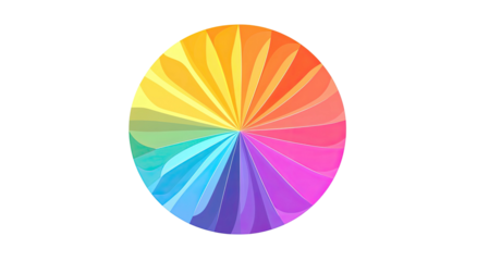 Sliced, vibrant color wheel with spectrum gradations