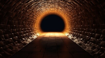 A tunnel splitting in two sharply opposite directions--one toward vibrant light, the other to darkness--symbolizing decisions that offer success or catastrophe with equal force.