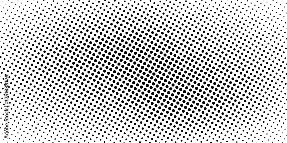 Wall mural black and white halftone dots pattern. abstract vector background