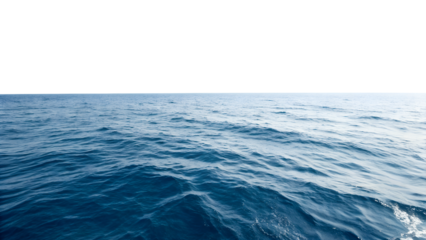 Deep blue ocean water with gentle waves rippling across the surface, transparent png isolated for versatile use.