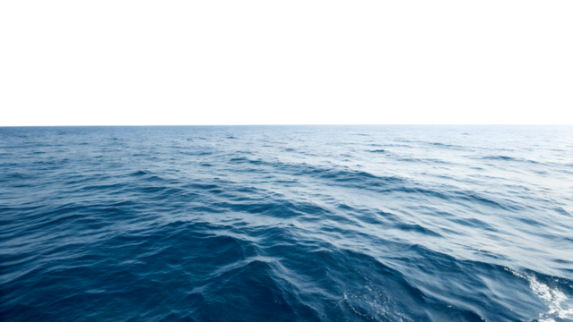 Deep blue ocean water with gentle waves rippling across the surface, transparent png isolated for versatile use.