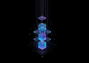 Abstract digital cubes cascading