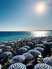 Sunny Beach Bar, Blue Water And Parasols – Mediterranean Coast - Promenade des Anglais, Côte d'Azur, Nice, France © The Art House