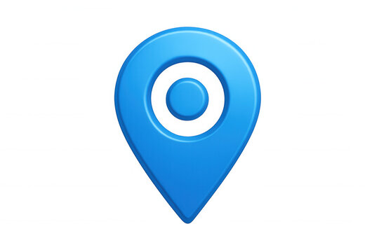 Blue 3d location marker pin showing global positioning system navigation map point destination