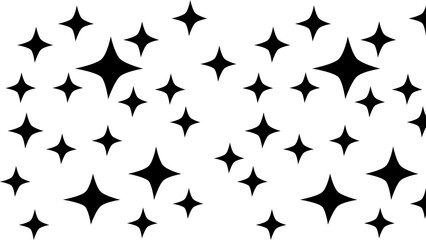 Black Sparkle and Twinkle Star Collection with Shine Effect Isolated on a Transparent Background for Overlay Design
