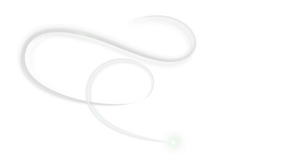 Swirling Abstract Light Trail Graphic Ending in a Small Green Glowing Particle on Transparent Background