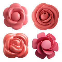 rose, PNG,isolated,no background,assets,3d,clay,render,illustration,toycore
