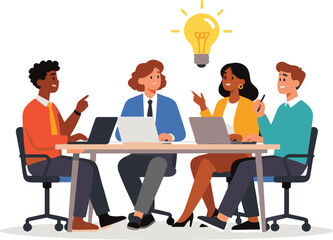 Obraz premium corporate collaboration, innovation, and idea generation vector illustration