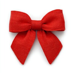 A charming red bow, perfectly tied and presented. This elegant bow is a symbol of celebration and gift-giving, perfect for adding a touch of flair to any occasion.
