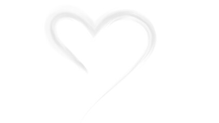 Hand-Drawn White Glowing Heart Shape Brushstroke with Transparent Background
