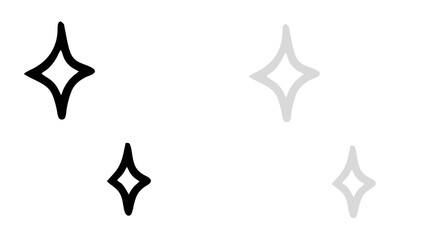 Minimalist Black and Gray Sparkle Twinkle Stars Icon Set with Transparent Background