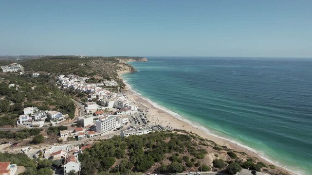 Algarve beach and village. Salema beach in the Algarve, Portugal