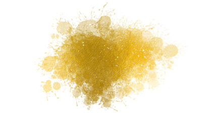Abstract Gold Watercolor Paint Splatter Texture with Transparent Background