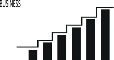 Business growth chart with stairs isolated on white background