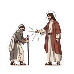  Line Art Illustrations of Jesus Christ Performing Miracles and Helping Others
