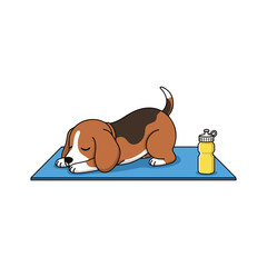 dog with bone vector art illustration on white background 