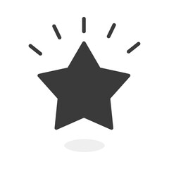 ピカピカ光っている黒い星のアイコン - シンプルでかわいいスターマーク、重要･高評価のイメージ素材