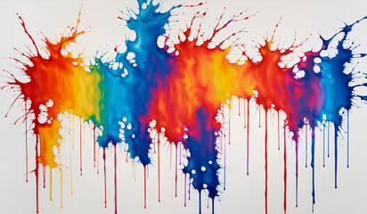 Vibrant abstract paint splashes in warm colors