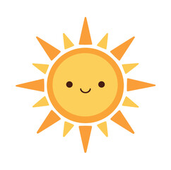 Adorable Flat Design Sun with a Smile