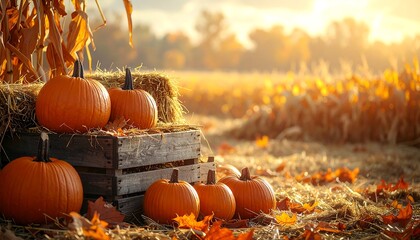 Pumpkin Harvest in Countryside Farm during Autumn Season