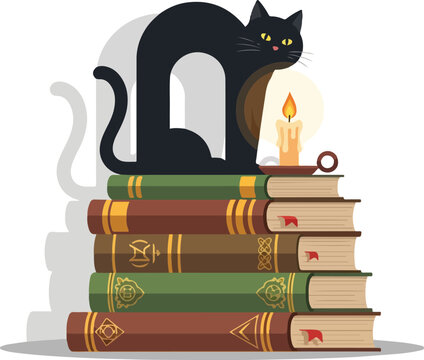 Cat with cup and mouse cartoon illustration
