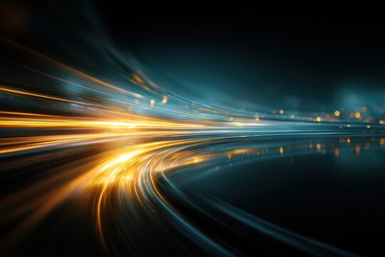 A dynamic and abstract image featuring streaks of vibrant light, creating a sense of energy and motion. Perfect for concepts related to Black Friday sales, speed, technology, and excitement.