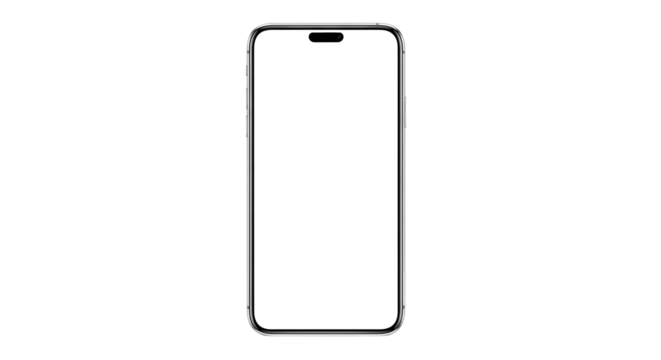 Modern smartphone mockup with blank white screen on black background