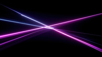 Fototapeta premium Colorful laser beams intersecting in a dark environment creating a dynamic light display for creative projects and futuristic design concepts.